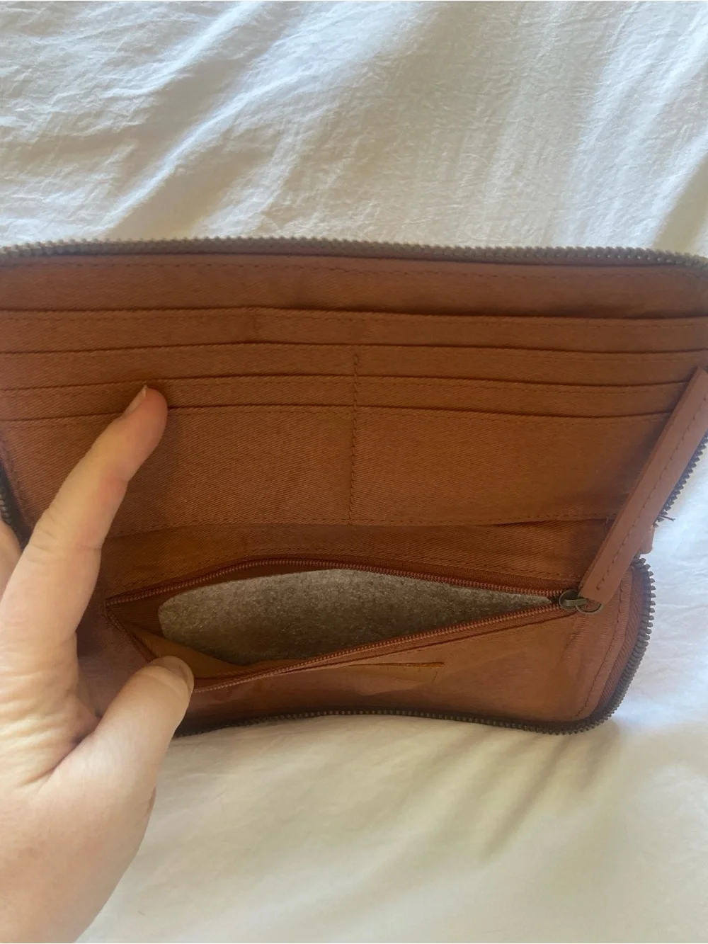 Free People Cognac Leather Wristlet Clutch